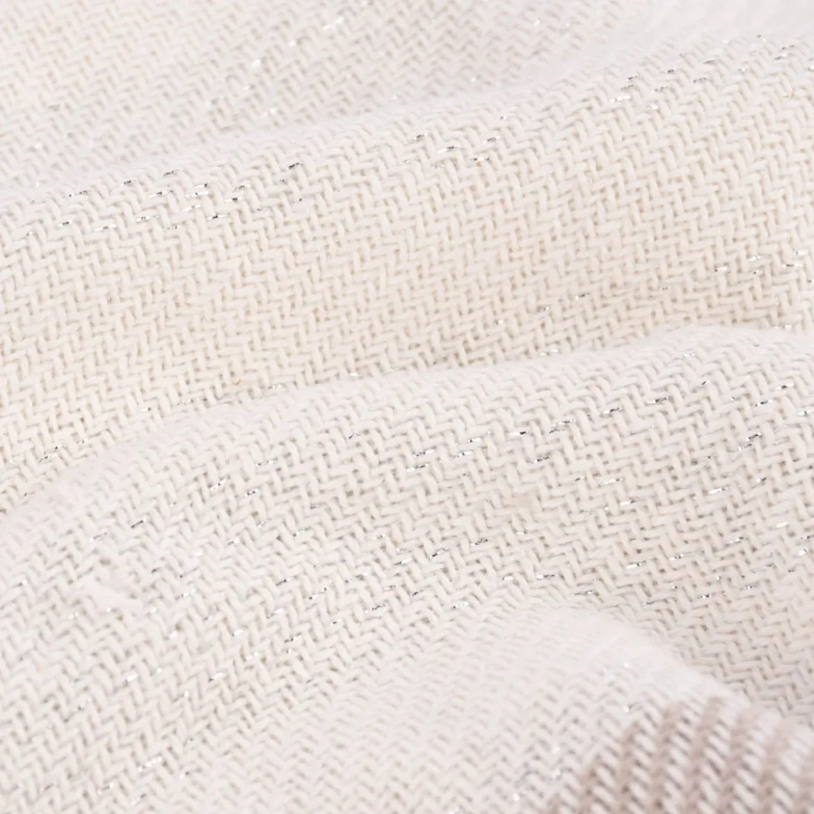 Strickplaid Streifen mit Silberfaden beige creme 125x150cm