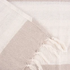 Strickplaid Streifen mit Silberfaden beige creme 125x150cm