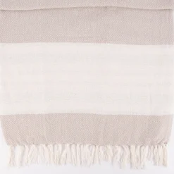 Strickplaid Streifen mit Silberfaden beige creme 125x150cm