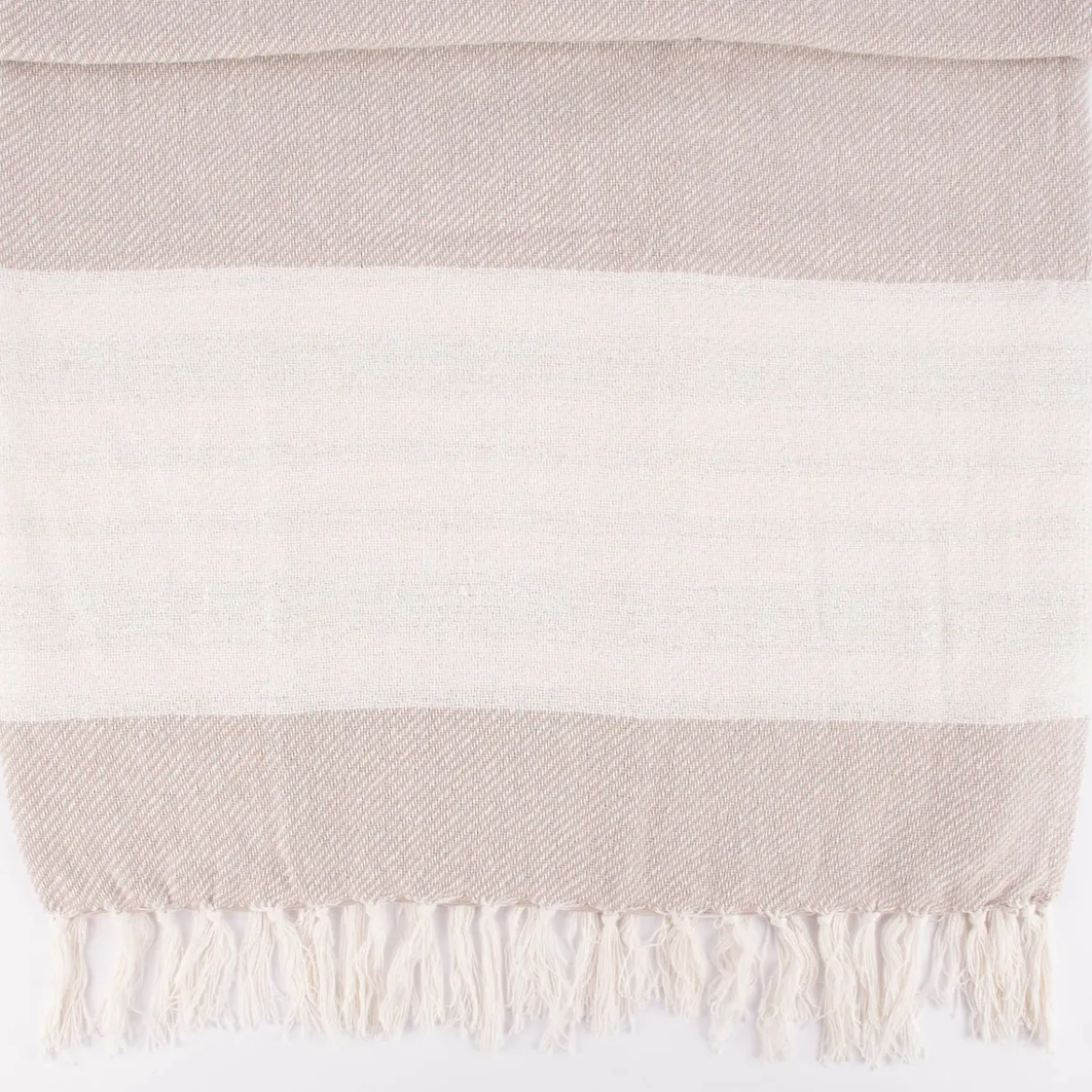 Strickplaid Streifen mit Silberfaden beige creme 125x150cm