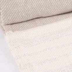 Strickplaid Streifen mit Silberfaden beige creme 125x150cm