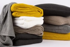 Strickplaid Wolle einfarbig silbergrau 130x170cm