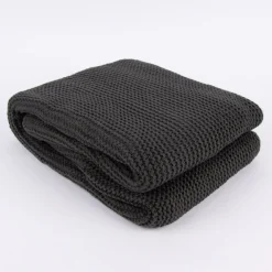 Strickplaid Wolle einfarbig schiefergrau 130x170cm