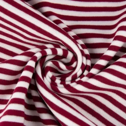 Strickschlauch Bündchenstoff fein Streifen 5mm dunkelrot weiß 35cm Breite