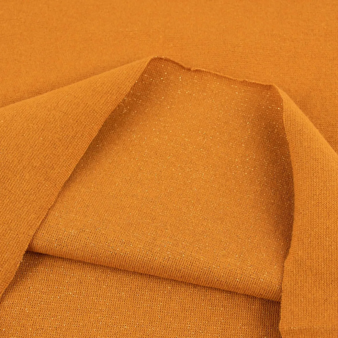 Strickschlauch Bündchenstoff Lurex Glitzer ockergelb 35cm Breite