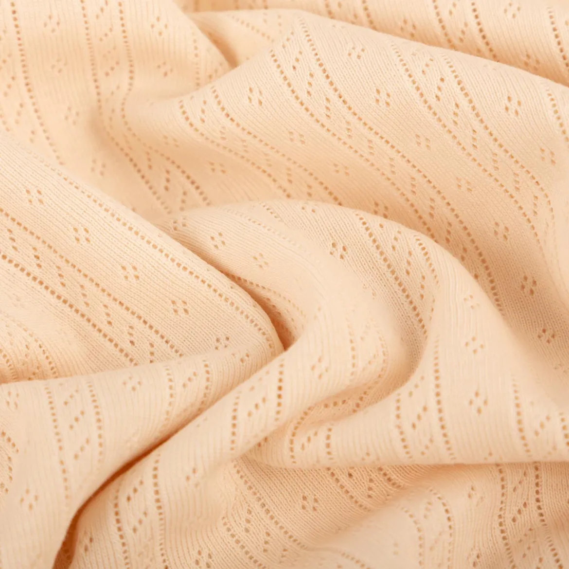 Strickstoff Ajour Pointelle Baumwolle Streifen Lochmuster ivory 145 cm Breite