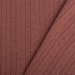 Strickstoff Ajour Pointelle Baumwolle Streifen Lochmuster mauve 145 cm Breite