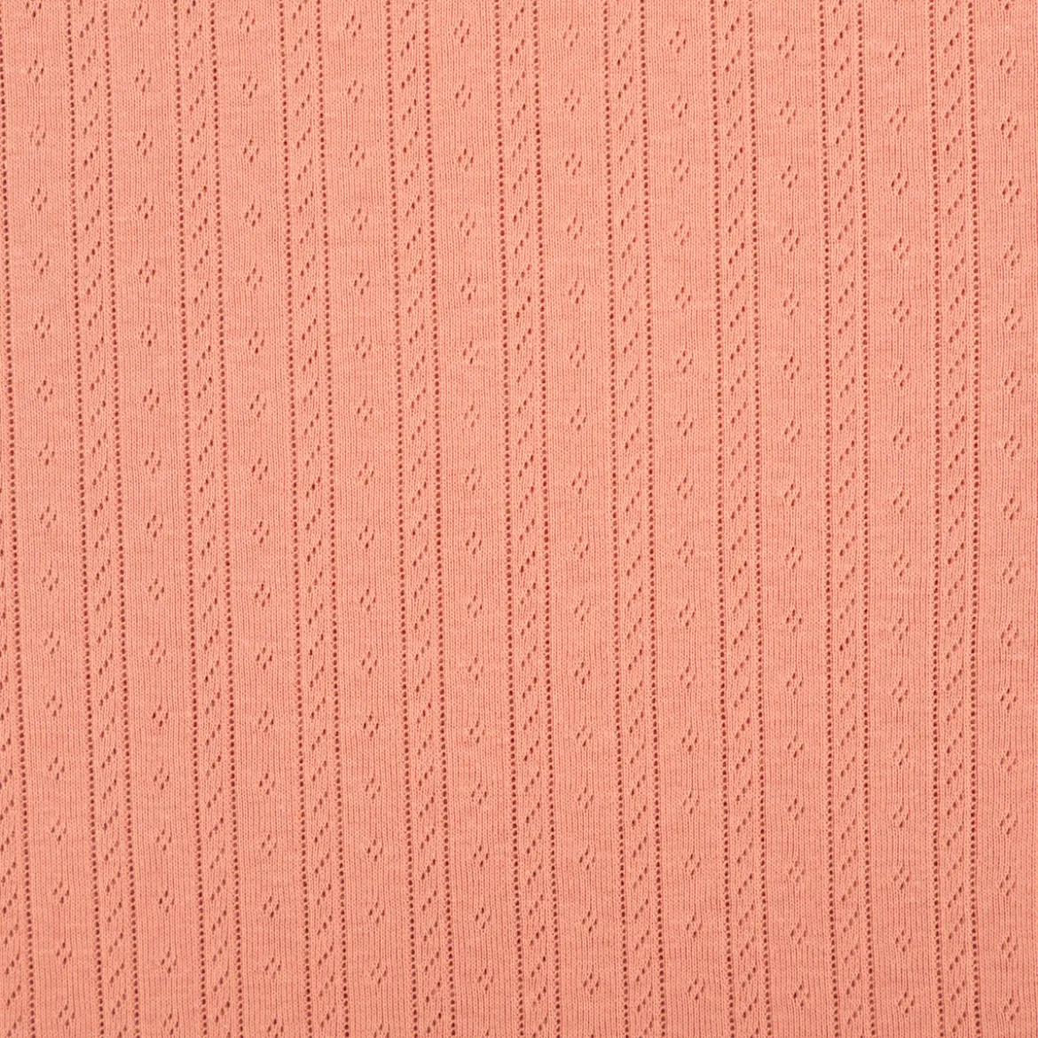 Strickstoff Ajour Pointelle Baumwolle Streifen Lochmuster Koralle 145 cm Breite
