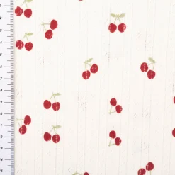 Strickstoff Ajour Pointelle Baumwolle Kirschen 130 cm Breite