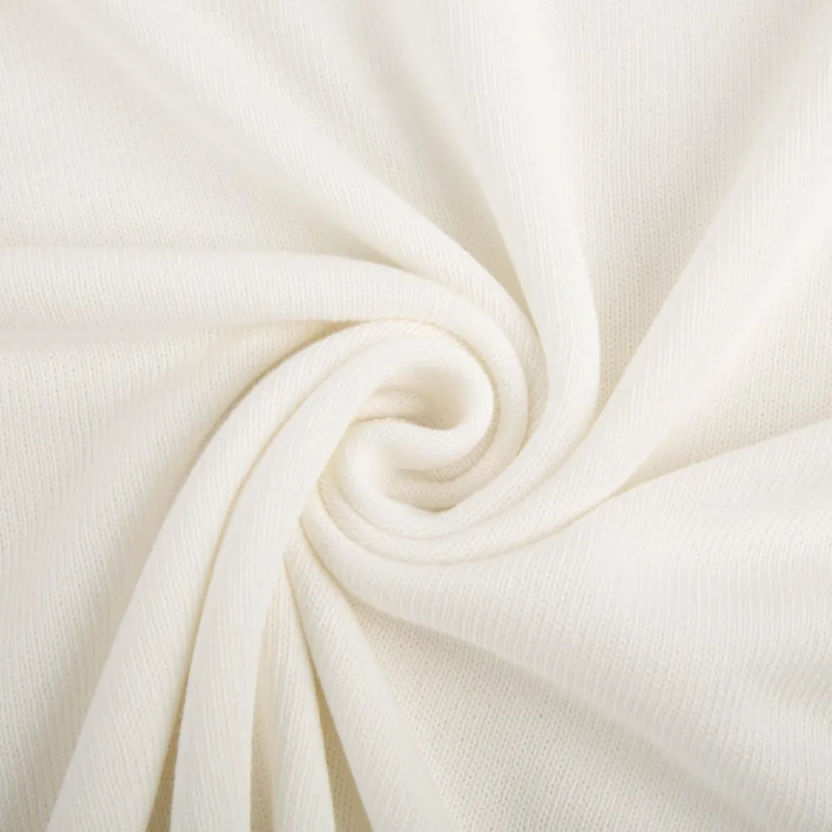 Strickstoff aus 100% Baumwolle in Wollweiß 135cm Breite