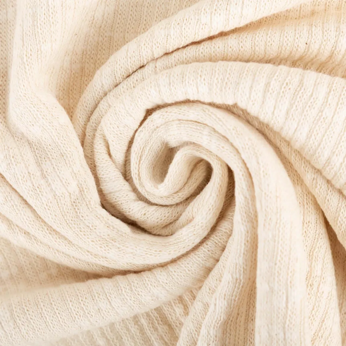 Strickstoff Baumwolle Cotton Knitted Cable natur 1,55m Breite