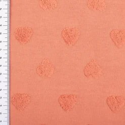 Strickstoff Feinstrick Baumwolle 3D Herzchen koralle 160cm Breite