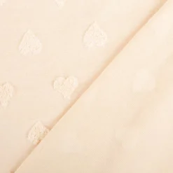 Strickstoff Feinstrick Baumwolle 3D Herzchen beige 160cm Breite