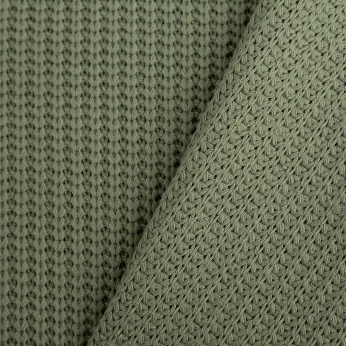 Strickstoff Grobstrick mit Baumwolle 480g/qm heavy knit einfarbig grün 150 cm Breite