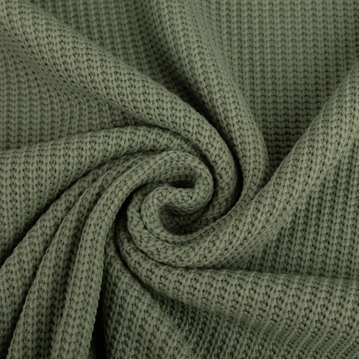 Strickstoff Grobstrick mit Baumwolle 480g/qm heavy knit einfarbig grün 150 cm Breite