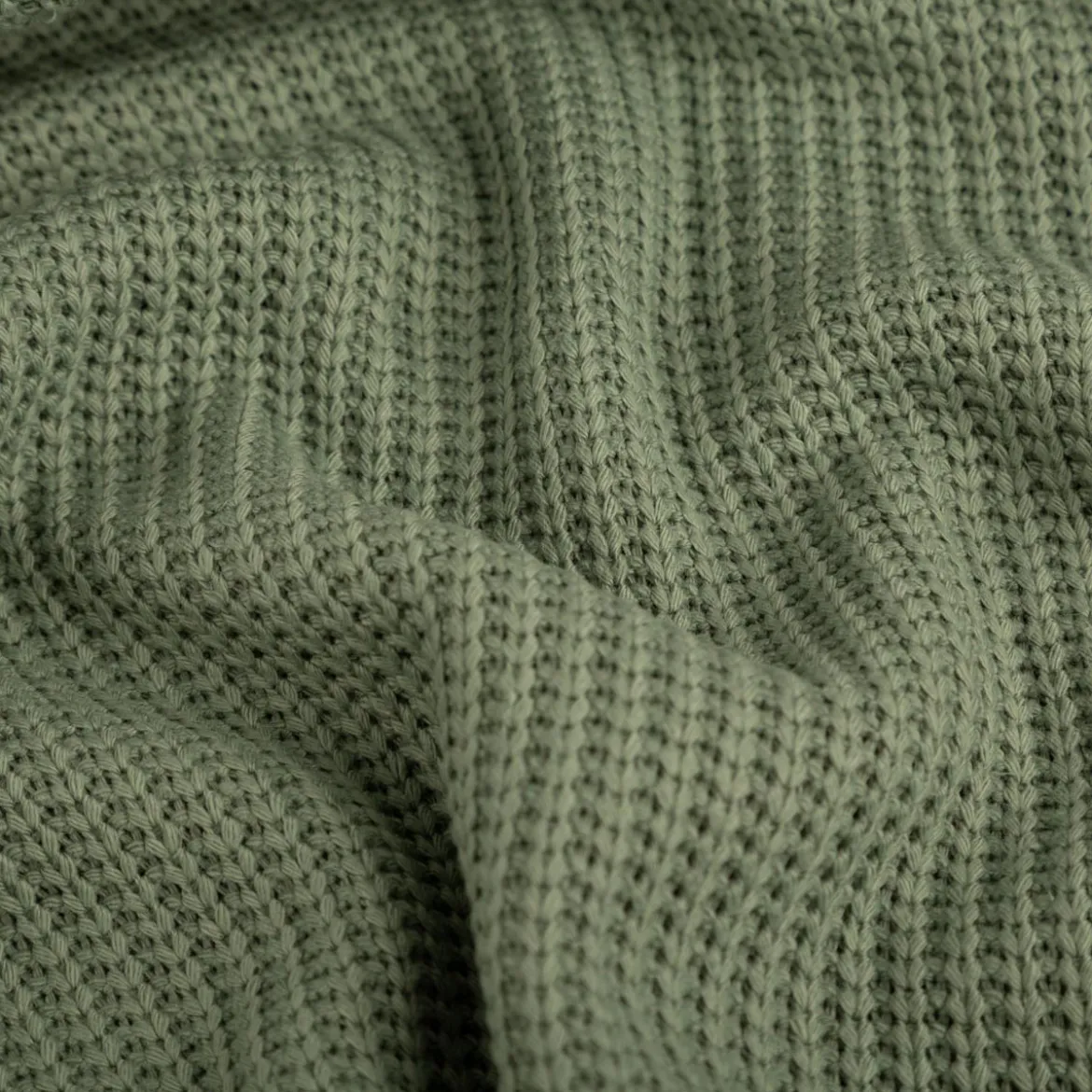 Strickstoff Grobstrick mit Baumwolle 480g/qm heavy knit einfarbig grün 150 cm Breite