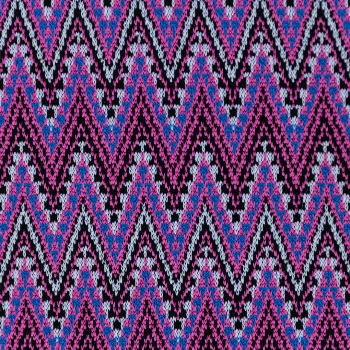 Strickstoff Jacquard Chevron ZickZack fein violett rosa 1,48m Breite