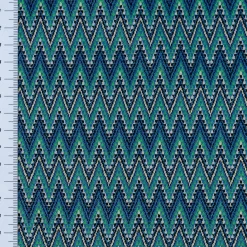 Strickstoff Jacquard Chevron ZickZack fein grün blau 1,48m Breite