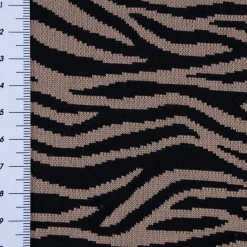 Strickstoff Jacquard Tigermuster beige schwarz 1,51m Breite