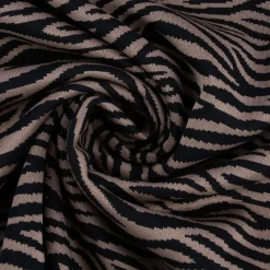 Strickstoff Jacquard Tigermuster beige schwarz 1,51m Breite