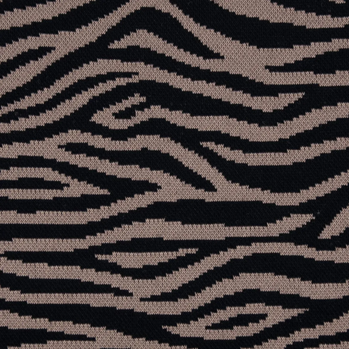 Strickstoff Jacquard Tigermuster beige schwarz 1,51m Breite