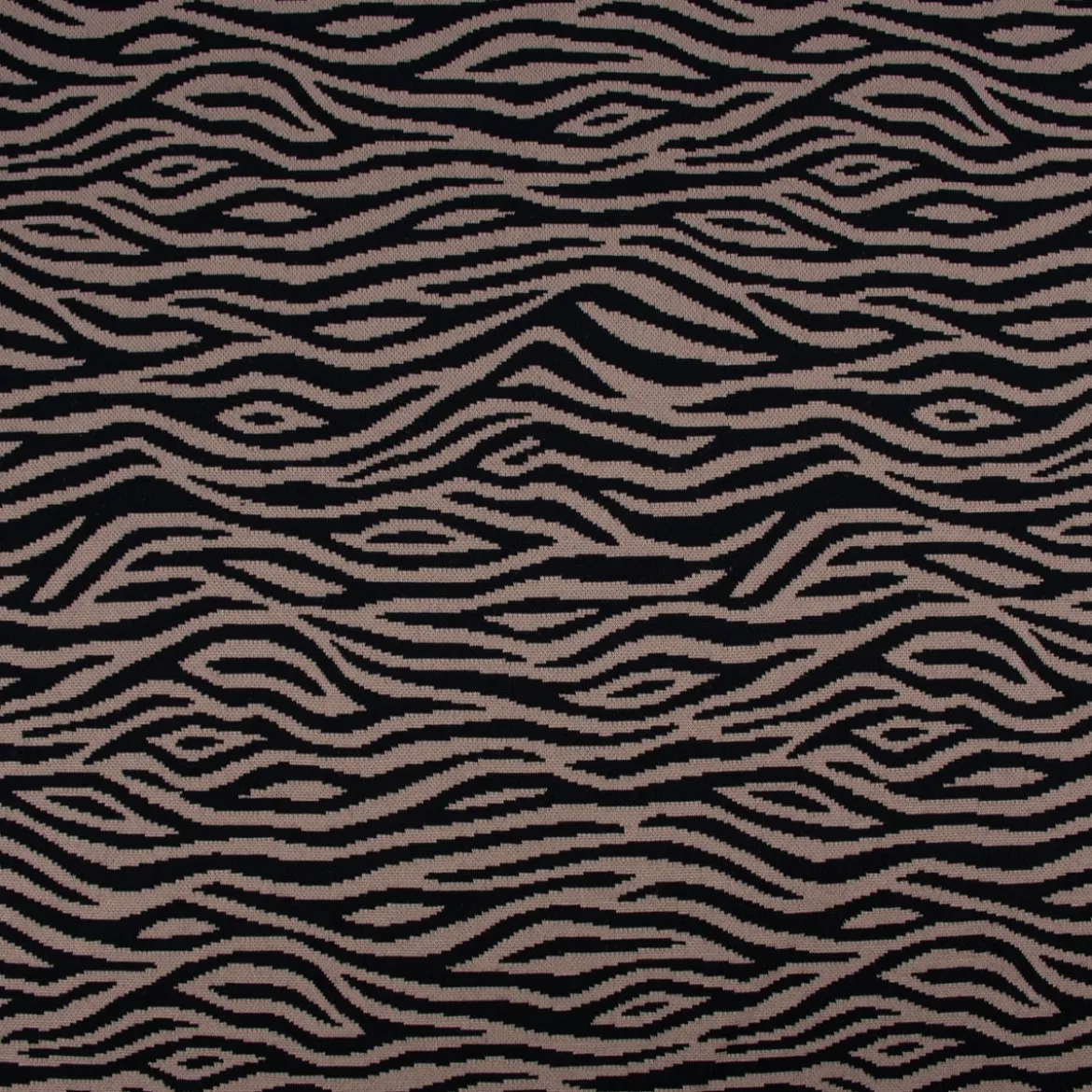 Strickstoff Jacquard Tigermuster beige schwarz 1,51m Breite