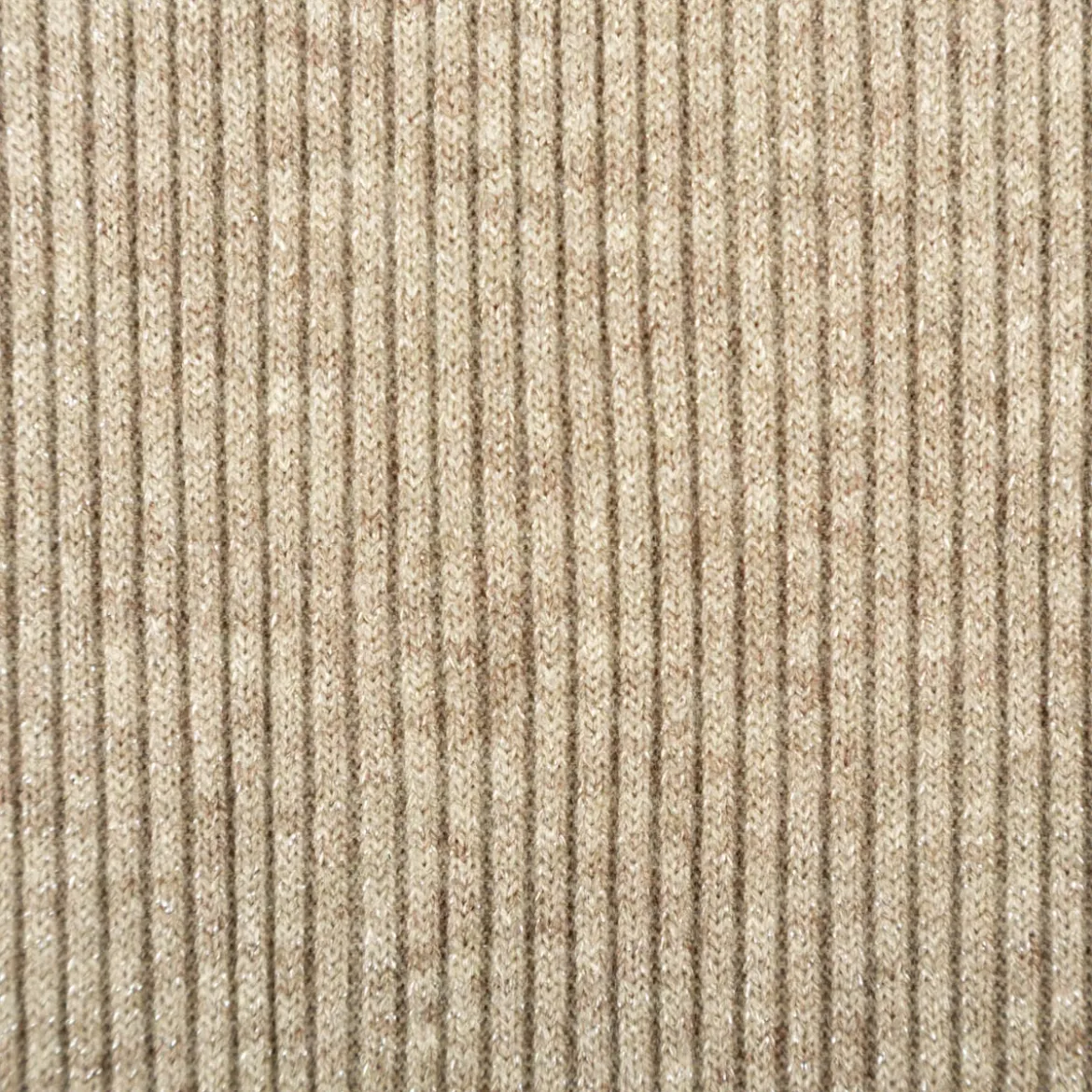 Strickstoff Rib Jersey mit Viskose Glitzereffekte taupe150 cm Breite