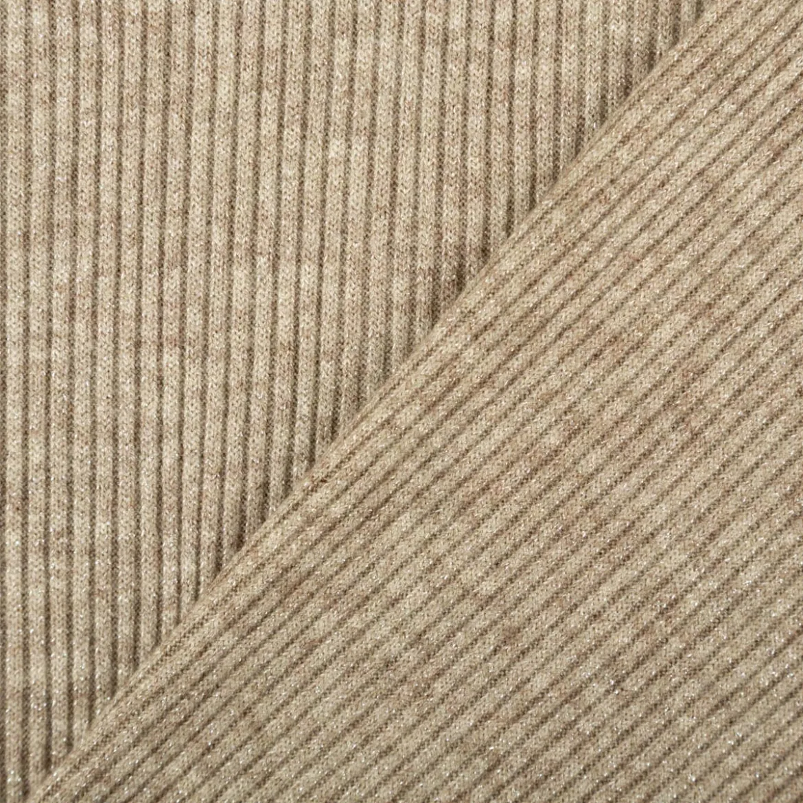 Strickstoff Rib Jersey mit Viskose Glitzereffekte taupe150 cm Breite