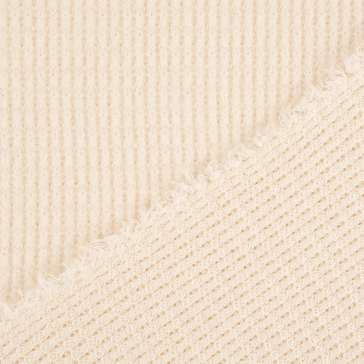 Strickstoff Viskosestrick SOFT WAFFLE kuschelweich einfarbig ecru 1,4m Breite