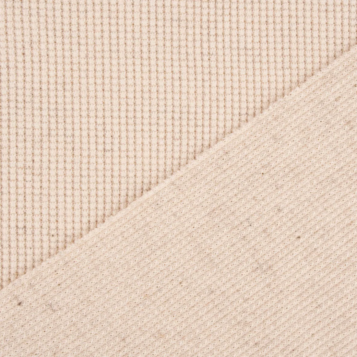 Strickstoff Waffelstrick mit Leinen natur meliert 1,45m Breite