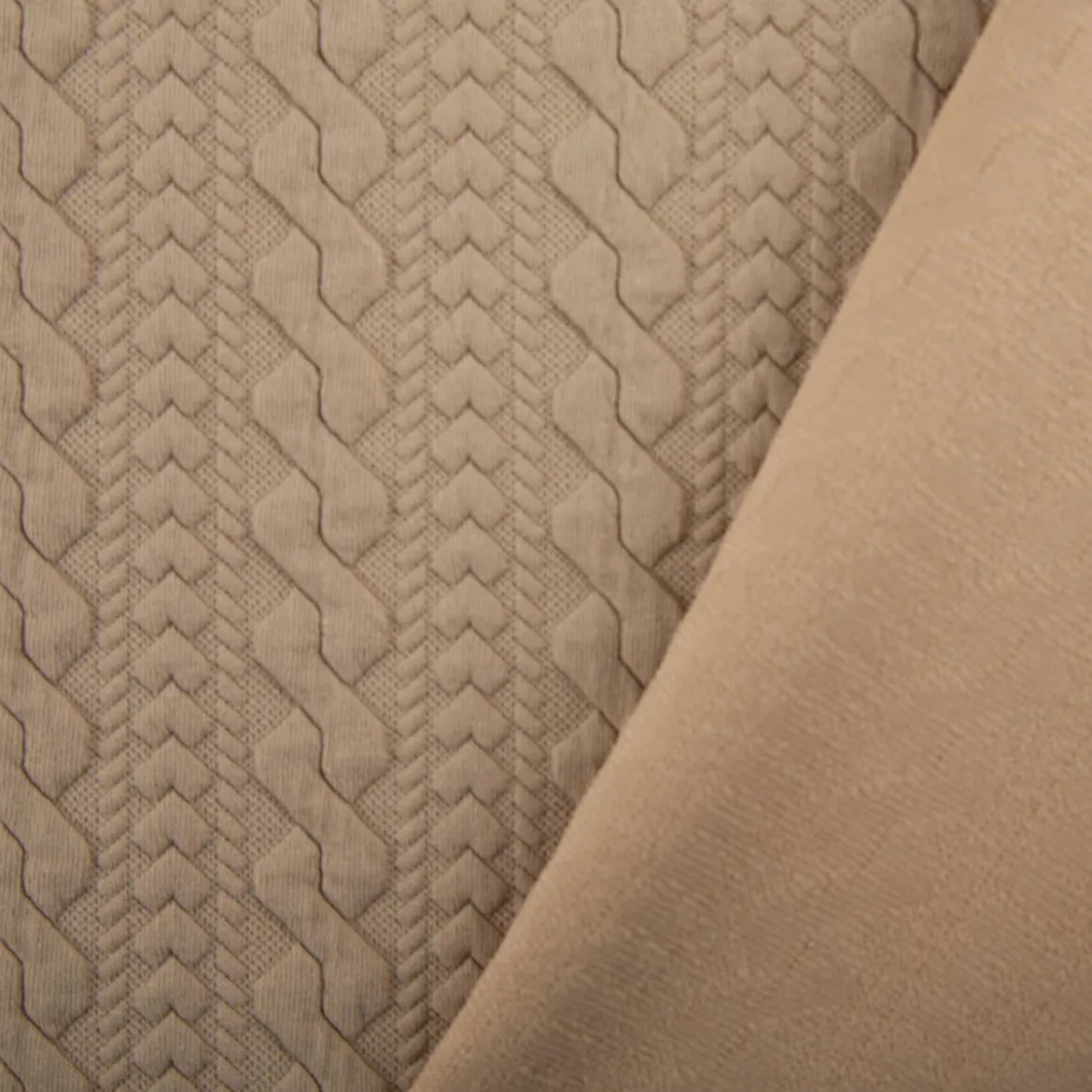 Strickstoff Zopfmuster beige elastischer Winterstrick 150 cm Breite