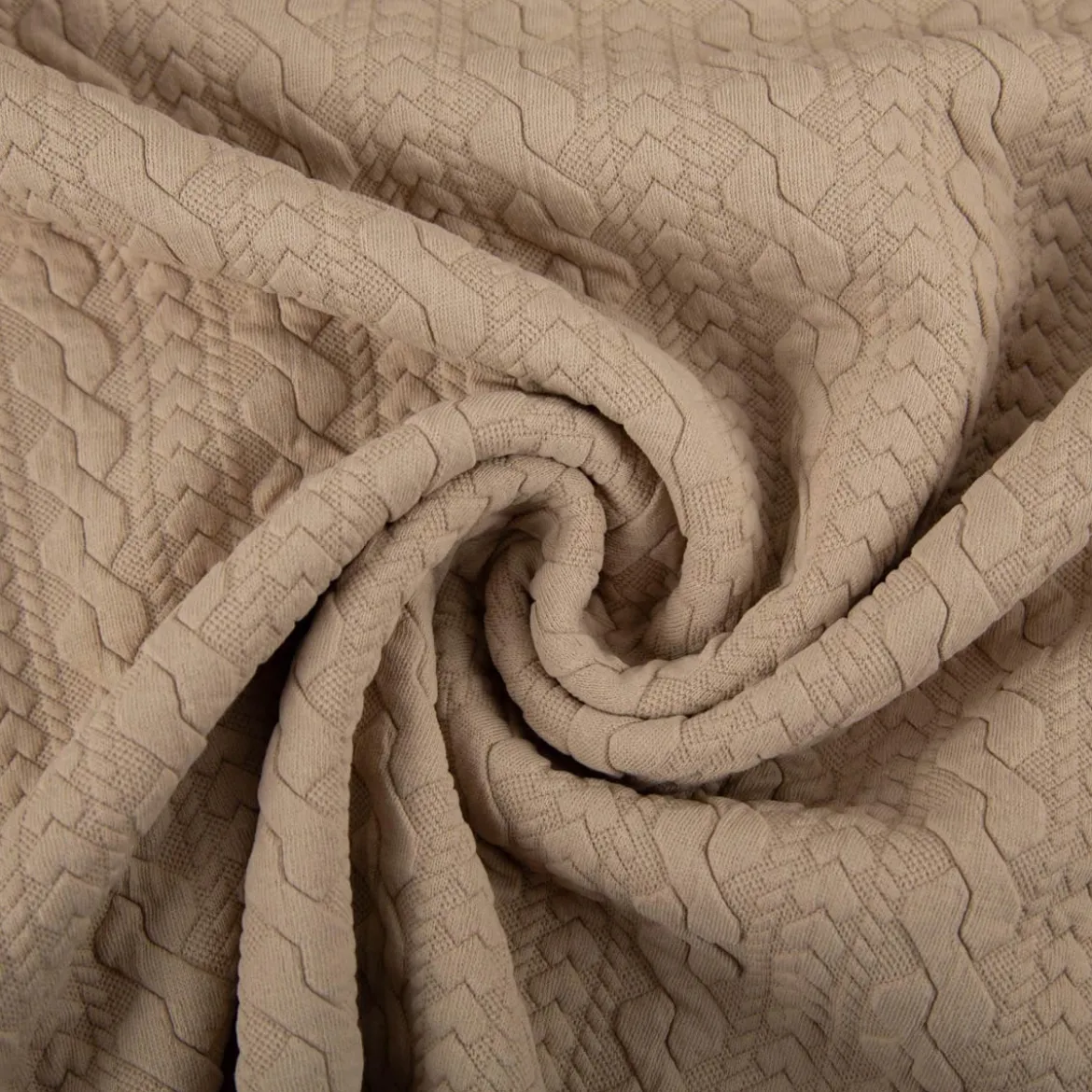 Strickstoff Zopfmuster beige elastischer Winterstrick 150 cm Breite