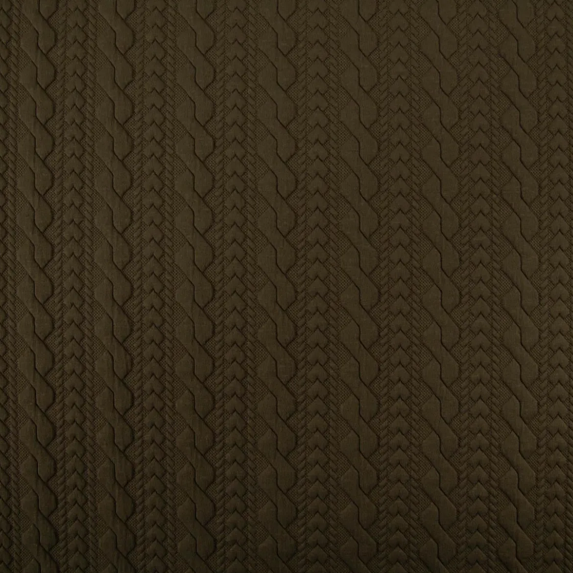Strickstoff Zopfmuster khaki-grün elastischer Winterstrick 150 cm Breite