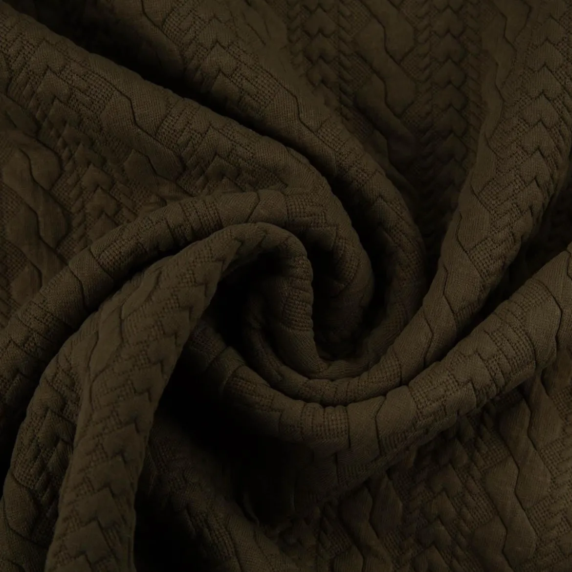 Strickstoff Zopfmuster khaki-grün elastischer Winterstrick 150 cm Breite