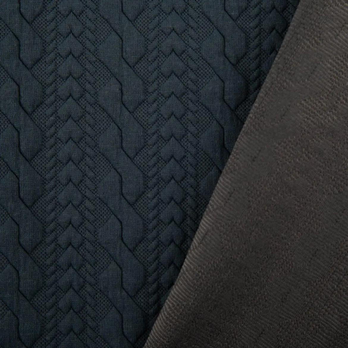 Strickstoff Zopfmuster stahlblau elastischer Winterstrick 150 cm Breite