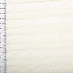 Strickstoff Zopfmuster Viskose wollweiß – schwere Qualität, 140 cm Breite