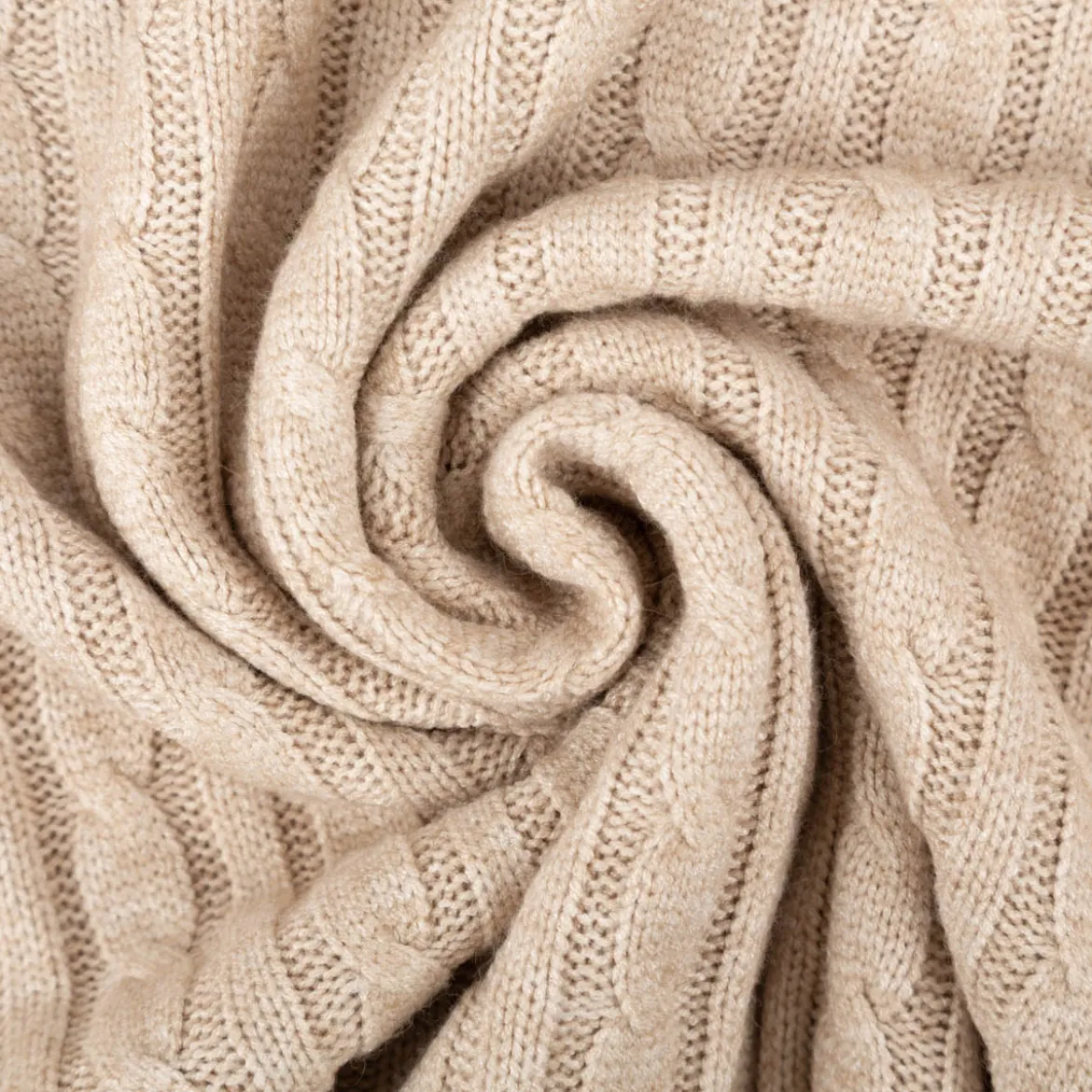 Strickstoff Zopfmuster Viskose beige – schwere Qualität, 140 cm Breite