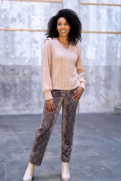 Strickstoff Zopfmuster Viskose rosa – schwere Qualität, 140 cm Breite