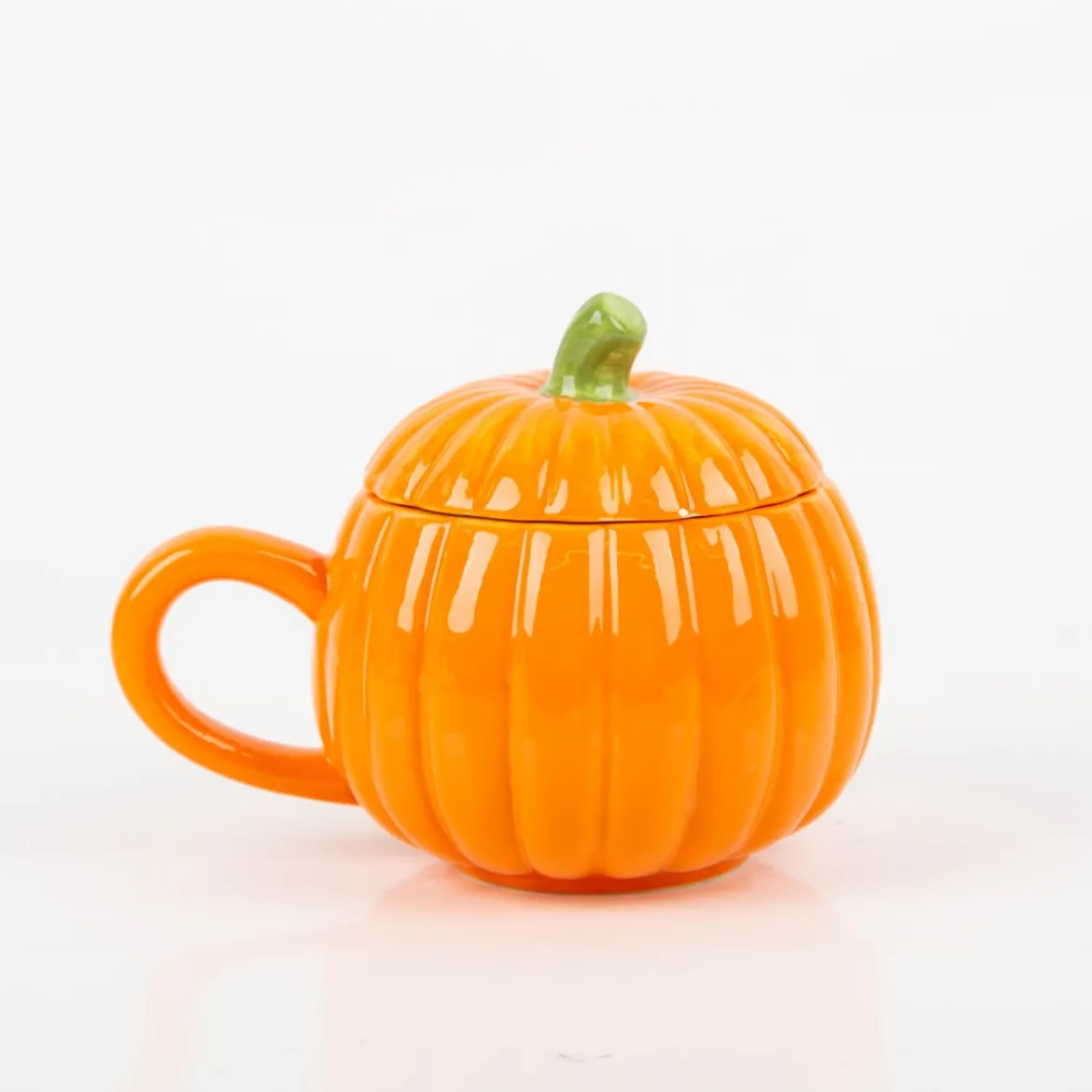 Suppentasse mit Deckel Kürbis orange 11x13cm Dolomit handbemalt von Sass & Belle