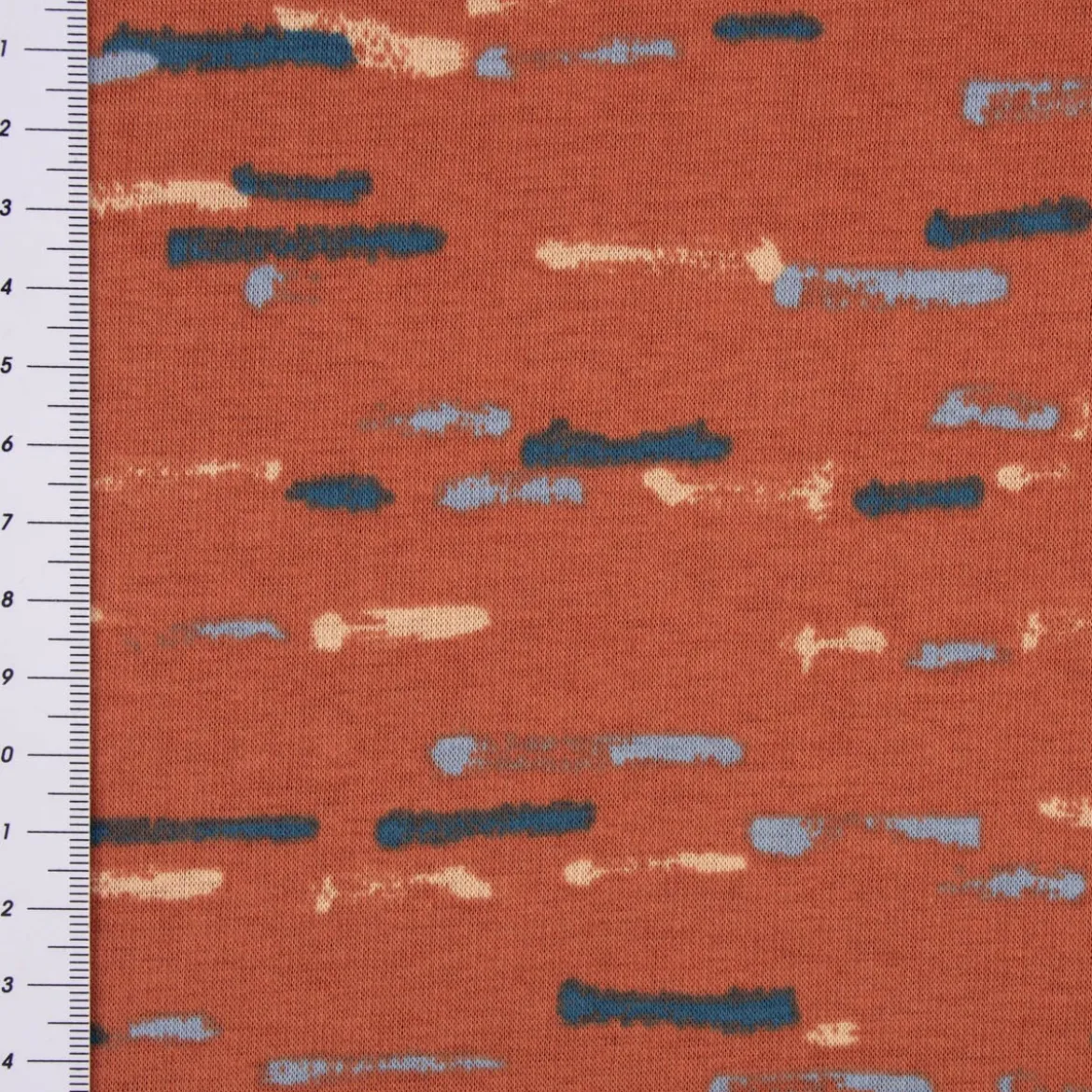 Sweatstoff Alpensweat Stripes Streifen terrakotta hellblau dunkelblau 1,50m Breite
