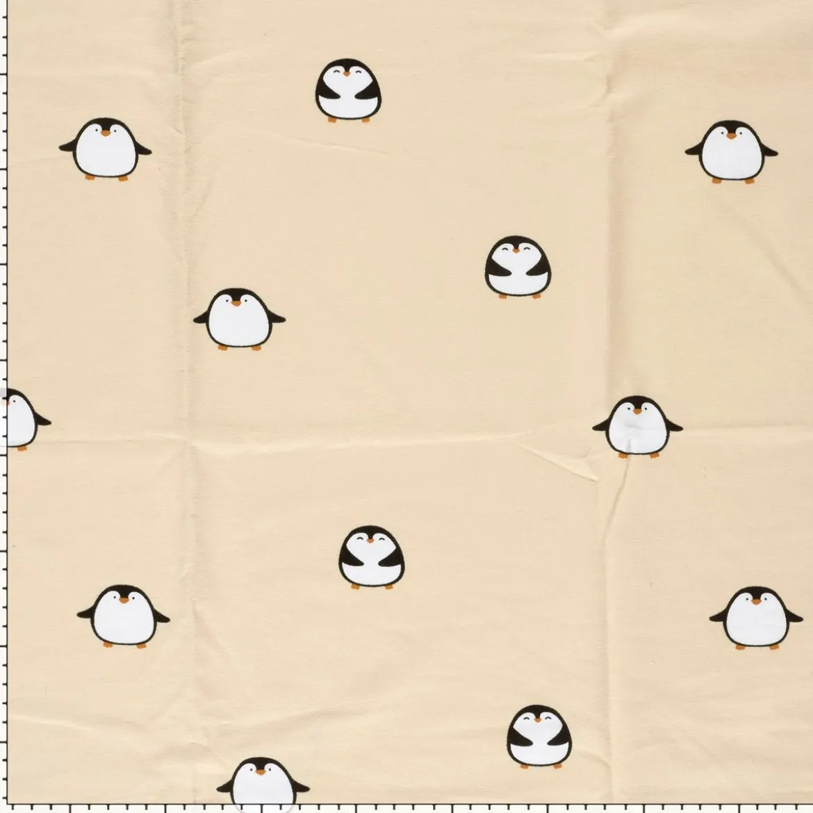 Sweat Stoff angeraut Pinguine beige 1,50m Breite