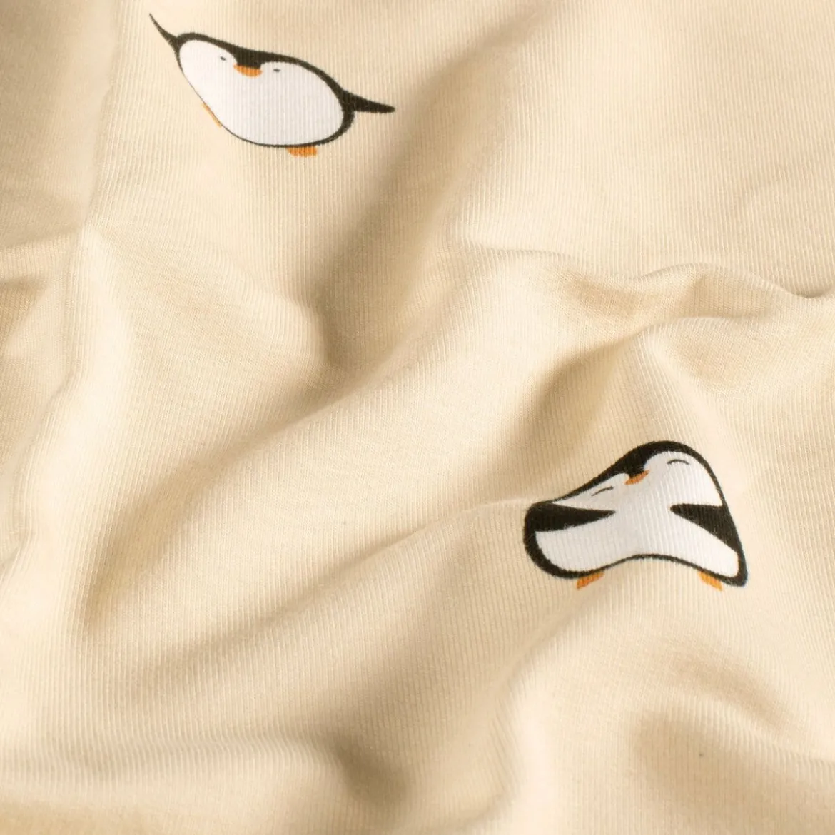 Sweat Stoff angeraut Pinguine beige 1,50m Breite