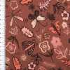 Sweatstoff aus Baumwolle Blumen Schmetterlinge Digitaldruck braun 1,48m Breite
