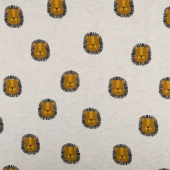 Sweatstoff aus Baumwolle Melange Lions Löwen beige braun 1,38m Breite
