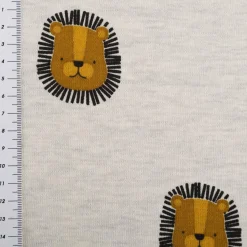 Sweatstoff aus Baumwolle Melange Lions Löwen beige braun 1,38m Breite