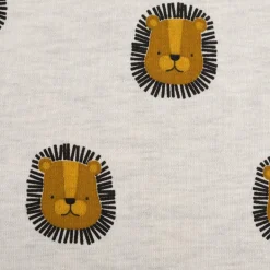 Sweatstoff aus Baumwolle Melange Lions Löwen beige braun 1,38m Breite