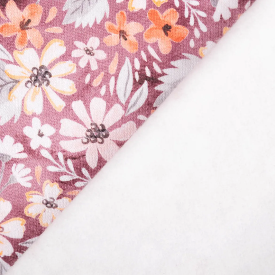 Sweatstoff Baumwolle Blumen Digitaldruck rosa 155cm breit