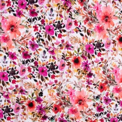 Sweatstoff Digitaldruck Blumen Blätter weiß bunt 1,45m Breite