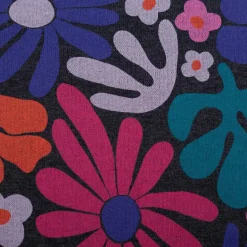 Sweatstoff Melange Blumen Blüten abstrakt dunkelblau rosa rot 1,38m Breite