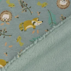 Sweatstoff Melange Fuchs Igel Waschbär altgrün meliert braun 1,5m Breite